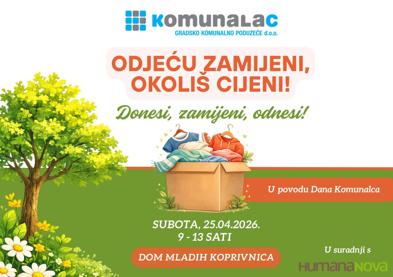 Akcija razmjene tekstila “Odjeću zamijeni, okoliš cijeni” 25. travnja u Domu mladih
